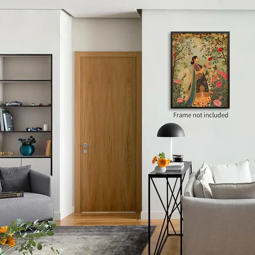 Miniatura 6 de Haitunone Arte de pared de mujer india paquistaní tradicional, póster de pintura floral feminista estilo mogol, impresiones en lienzo para sala
