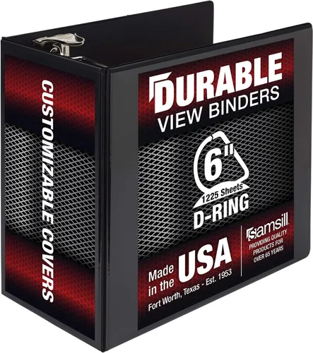 Miniatura 67 de Samsill - Carpeta duradera de 5 pulgadas, fabricada en los Estados Unidos, con anillos en D, transparente y personalizable, color blanco