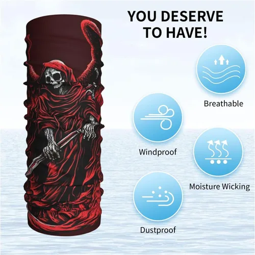 Miniatura 5 de HERRECX angel skull grim reaper god skeleton red Neck Gaiter Face Cover Scarf Balaclava Bandana for Women Men Gaiter Mask for Motorcycle Cycling