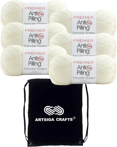 Miniatura 41 de Premier Yarns Everyday Anti-Pelusa Hilo Sólido Verde Pino DN100-8 (6-Madejas - Mismo Lote de Tinta) #4 Peso Estambre Acrílico para Tejer