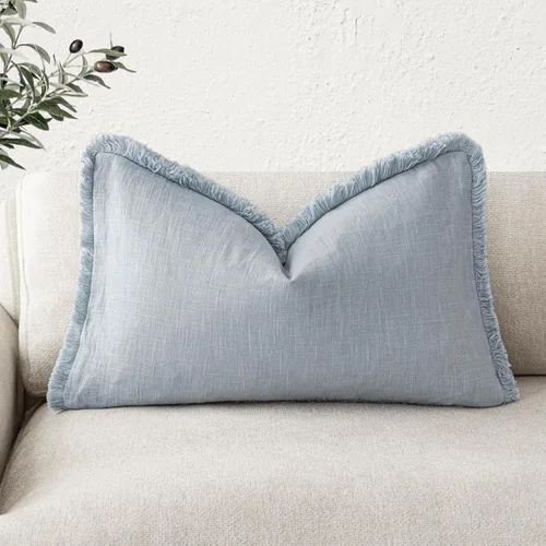 Miniatura 72 de Foindtower Fundas de almohada decorativas de lino con flecos, acogedora funda de cojín bohemia estilo farmhouse con borlas, funda de almohada