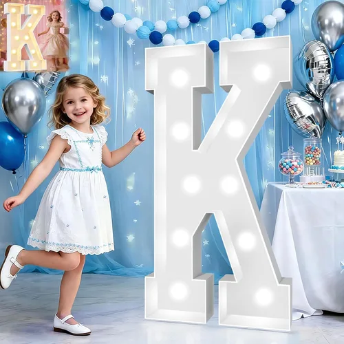 Miniatura 26 de Pooqla Letras de marquesina iluminadas de 3 pies, letras de marquesina con luz LED blanca fría y blanca cálida, letras de mosaico gigante para Letra