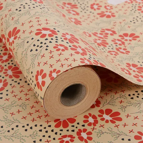 Miniatura 46 de Aimyoo - Rollo de papel de regalo floral kraft - Rollo jumbo - 30 pulgadas x 33 pies - Papel de regalo vintage con flores para todas las ocasiones