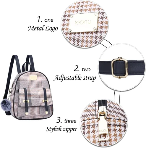 Miniatura 5 de KKXIU Mochila pequeña para mujer, bolso convertible de cuero para mujer