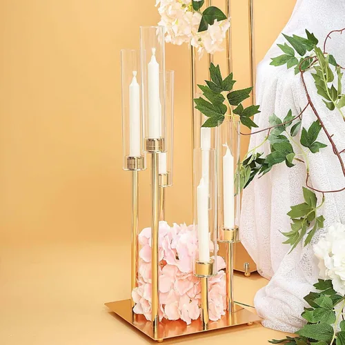 Miniatura 16 de Efavormart Paquete de 2 Portavelas Candelabro Transparente de 18", Pantalla de Vidrio para Vela, Pantalla de Vela Huracán de Extremo Abierto