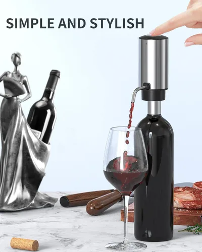 Miniatura 5 de CIRCLE JOY Aireador de vino eléctrico con base de almacenamiento, sacacorchos y tapón de vino al vacío, regalo de elefante blanco para amantes