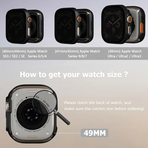 Miniatura 2 de Paquete de 2 fundas con protector de pantalla de privacidad para Apple Watch SE 3 (2025) / SE2 / SE/Series 6/5/4 de 1.575 pulgadas, funda protectora