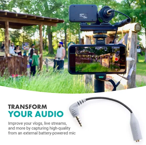 Miniatura 4 de Movo MC3 Adaptador TRS a TRRS de 0.138 in - Adaptador de micrófono para teléfonos inteligentes y tabletas iPhone y Android