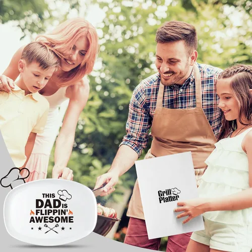 Miniatura 5 de R HORSE Plato de Parrilla para Papá Regalo Papá BBQ Bandeja de Servir Plato Platos Blancos Ovalados Platos de Servir Abuelo Papá Navidad Año Nuevo