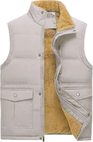 Miniatura 14 de Chaleco acolchado de invierno cálido para hombre, con forro polar grueso, sin mangas, chaqueta sin mangas