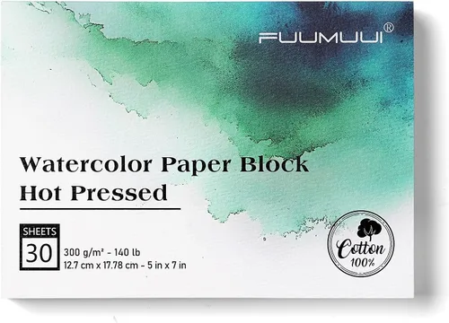 Miniatura 22 de Bloc de Papel de Acuarela, Fuumuui 5.5 x 8.5 pulgadas Papel 100% Algodón (20 Hojas, 140lb/300g), Encuadernado en Espiral para Pintar, Dibujar