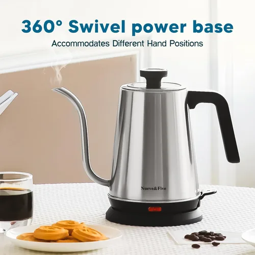 Miniatura 7 de Nueve&Five Hervidor Eléctrico de Cuello de Cisne con Termómetro, Hervidor de Té Eléctrico 1L con Apagado Automático, Hervidor de Agua Caliente