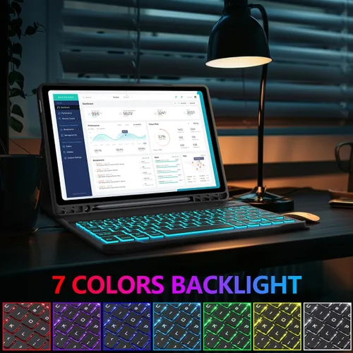 Miniatura 5 de Funda para Galaxy Tab A9 Plus con teclado 5G de 11 pulgadas 2023 (SM-X210/X216/X218), funda de teclado de tableta desmontable retroiluminada de 7