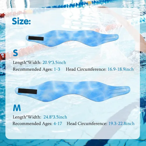 Miniatura 6 de HeySplash Diadema de natación, tapones para los oídos de natación, banda para los oídos de nadador, tapones para los oídos para niños, protector