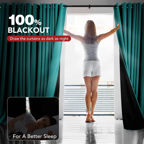 Miniatura 66 de Deconovo Cortinas opacas 100% con forro negro, cortinas con ojales aisladas térmicamente que reducen el ruido, doble capa para oscurecer