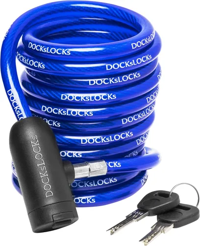 DocksLocks Cable de seguridad en espiral con cerradura de llave (5 pies, 10 pies, 15 pies, 20 pies o 25 pies de longitud), protección antirrobo