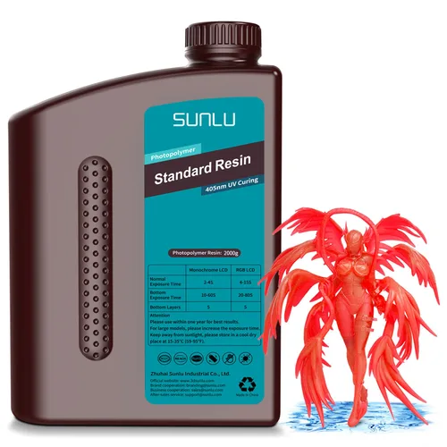Miniatura 36 de SUNLU Resina para impresora 3D, 1kg de curado rápido, resina estándar 3D para impresoras 3D LCD DLP SLA, curado UV de 395-405nm, resina líquida
