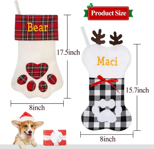 Miniatura 5 de Calcetín de Navidad Personalizado Grande Tejido Personalizado Bordado con Nombre Calcetín de Navidad para Familia Niños Mascotas Decoración
