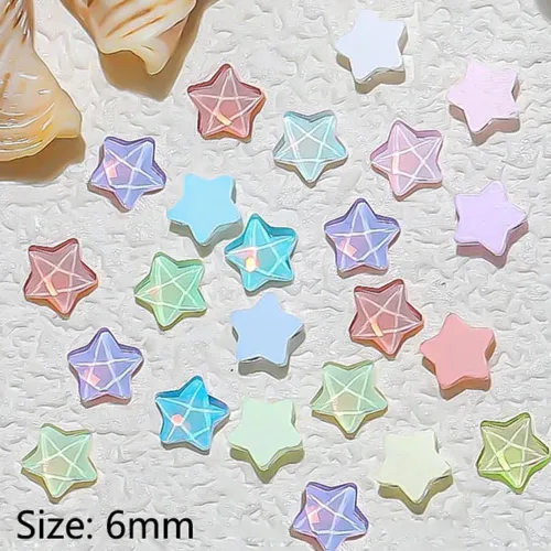 Miniatura 8 de 50 piezas de encantos de uñas con estrellas y gemas, diamantes de imitación de estrellas para uñas, encantos de uñas con estrellas, encantos