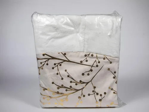 Miniatura 9 de Lewondr Falda de árbol de Navidad de 48 pulgadas, copos de nieve de lentejuelas doradas de felpa blanca para decoración de árbol de Navidad, beige