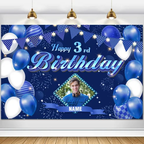 Miniatura 121 de Dicodes Fondo de decoración de feliz cumpleaños número 100 color azul marino personalizado, cartel con purpurina, pancarta, suministros