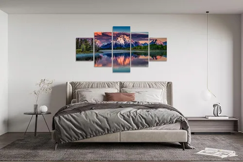 Miniatura 2 de SKASNFAI Grand Teton - Lienzo decorativo para pared, parque nacional Wyoming, puesta de sol, naturaleza, montaña, arte enmarcado para sala de estar