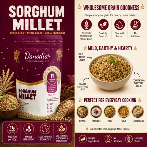 Miniatura 3 de Danodia Foods Grano de mijo de sorgo, 33.51 oz / 2 libras Grano de sorgo blanco Jowar, mijo de grano entero, grano sin gluten para cocinar