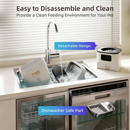 Miniatura 7 de TYM Comedero automático para gatos, dispensador de comida para gatos WiFi de 7 litros con control inteligente de aplicación, alimentador automático