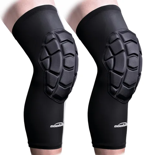 Rodilleras COOLOMG para lucha, baloncesto, fútbol, voleibol, niños, jóvenes, adultos, mangas protectoras de rodilla de compresión, negro, talla S