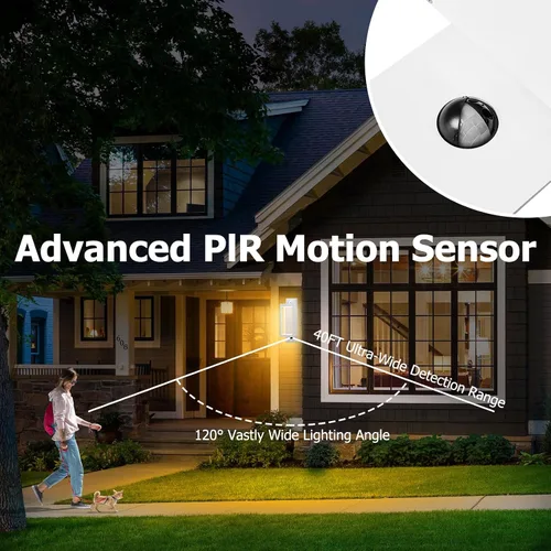 Miniatura 2 de Luces LED con sensor de movimiento para porche, montaje en pared al aire libre, lámpara exterior para casa, garaje, patio, jardín, 13 W, 750 lm