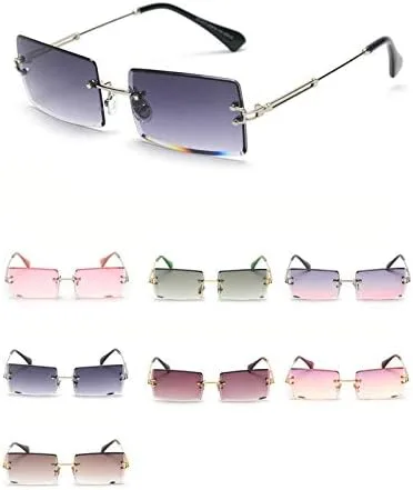 Miniatura 5 de MINCL - Gafas de sol rectangulares pequeñas para mujer, ultraligeras, color caramelo, sin marco
