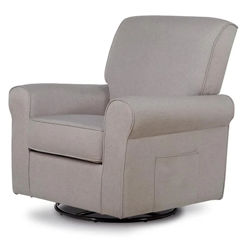 Evolur London - Asiento giratorio tapizado de felpa, diseño ergonómico para guardería en fósil, montaje sin herramientas, fácil de limpiar,