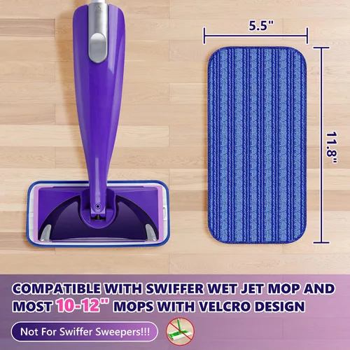 Miniatura 2 de Almohadillas reutilizables para trapeador compatibles con Swiffer Wet Jet, repuestos de almohadillas Wet Jet para trapeador Swiffer, almohadillas