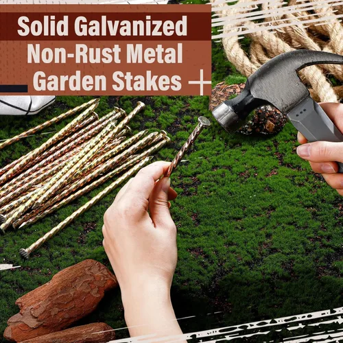 Miniatura 4 de Sadnyy 100 estacas de césped artificial galvanizado en espiral de metal galvanizado para bordes de jardín, estacas para bordes de césped, estacas