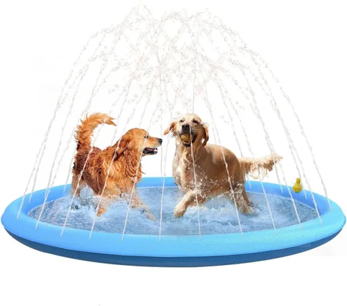 Almohadilla de aspersor para perros – Bañera de piscina para mascotas de 67 pulgadas de grosor, juego de verano para mascotas y juguetes acuáticos