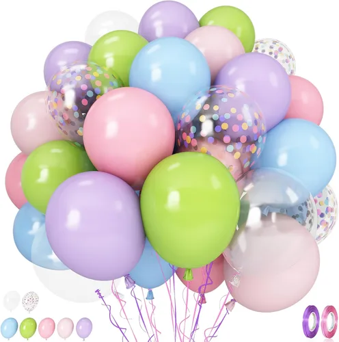 Miniatura 44 de Globos pastel, 12 pulgadas, 35 globos, látex rosa claro, azul, amarillo, blanco, multicolor, niños, graduación, Pascua, boda, fiesta arcoíris