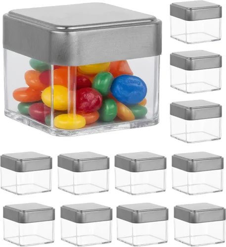 Miniatura 10 de Hammont Cajas de acrílico con forma de tarro de abrazadera, paquete de 6, 1.72 x 2.4 pulgadas, perfectas para bodas, cumpleaños, regalos de fiesta