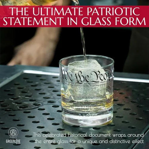 Miniatura 2 de Greenline Goods Vasos de whisky – Constitución de Estados Unidos We The People (juego de 2) vasos de 10 onzas – Juego de regalo patriótico