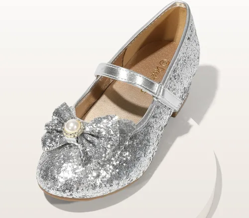 Miniatura 5 de DREAM PAIRS Zapatos de vestir para niñas, zapatos de princesa para niñas pequeñas, zapatos de tacón bajo Mary Jane con purpurina para fiesta