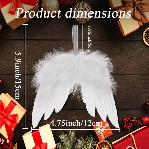 Miniatura 3 de 12 piezas de alas de ángel para adornos de Navidad, mini alas de plumas de ángel, decoración colgante para manualidades, árbol de Navidad, fiesta