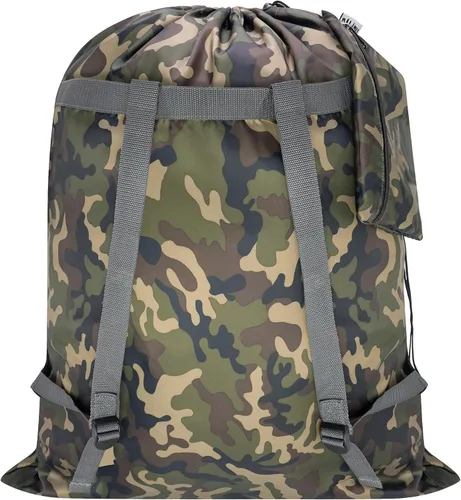 Miniatura 12 de Paquete de 2 mochilas para lavandería, 27 x 34 pulgadas, bolsa de lavandería resistente con correas para el hombro, cierre de cordón, mochila