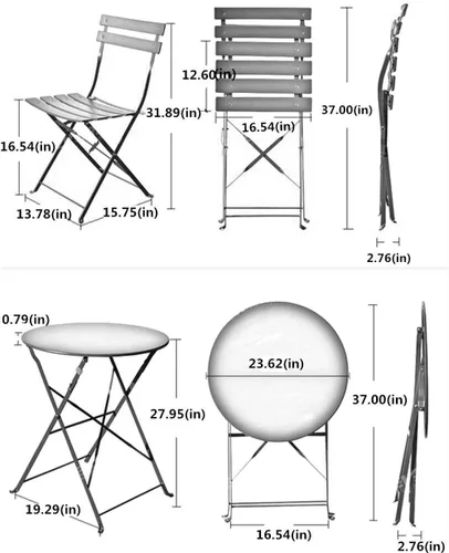Miniatura 7 de Grand patio - Juego de muebles de patio con marco premium, estilo bistró, plegables, juego de mesa y sillas plegables para exteriores de 3 piezas