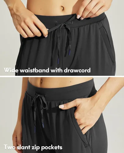 Miniatura 3 de Haimont Pantalones deportivos para correr para mujer con bolsillos con cremallera, ligeros, atléticos, para entrenamiento, pantalones casuales