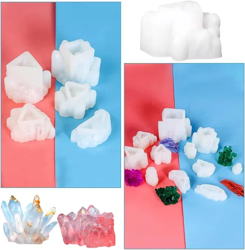 Miniatura 9 de 11 moldes de resina de racimo de cristal, moldes de silicona de roca de cuarzo, diferentes formas, moldes de resina epoxi, piedras preciosas