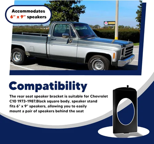 Miniatura 4 de Soporte de altavoz detrás del asiento, soportes de altavoz detrás del asiento, 6 x 9 pulgadas, apto para Chevy 1973-1987 GMC C10 Squarebody 6x9