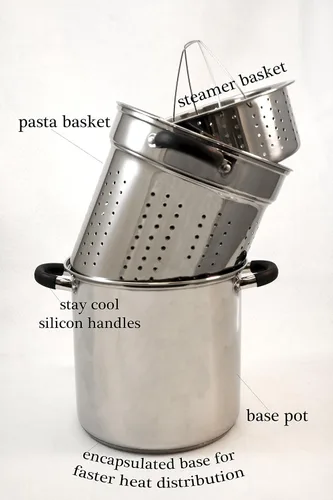 Miniatura 3 de ExcelSteel - Olla multifunción de acero inoxidable de 12 cuartos de galón con base encapsulada, tapa de vidrio ventilada y asas cubiertas