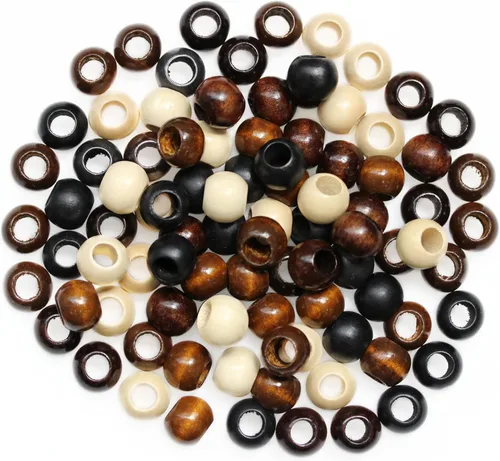 Miniatura 2 de 200 piezas de cuentas de madera natural con agujero grande, BetterJonny - 20 mm de cuentas rondelle redondas de madera sueltas, cuentas de madera
