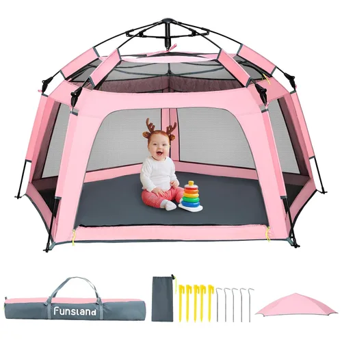 Miniatura 11 de Tienda de campaña desplegable para bebés, tienda de campaña para exteriores e interiores para playa con toldo, bolsa de viaje, patio de juegos Bosque