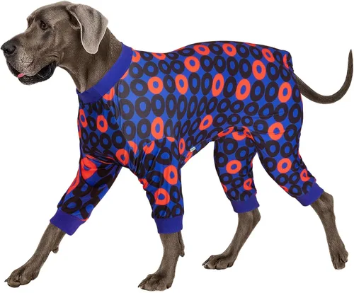 Miniatura 15 de LovinPet Sudadera para perro, tela elástica ligera, estampado de dinosaurio verde oscuro, protección solar, camisa para aliviar la ansiedad