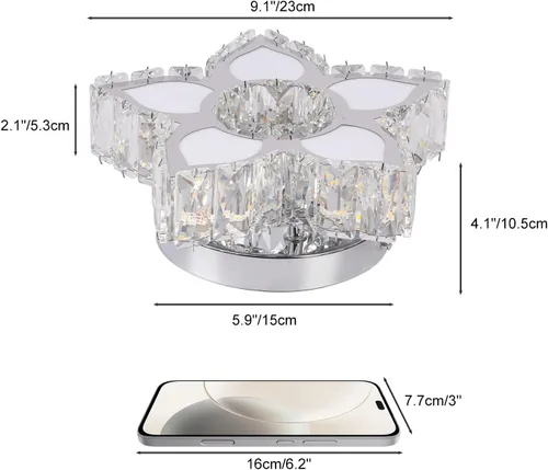 Miniatura 5 de FRIXCHUR Lámpara de Techo Moderna de Cristal Mini Lámpara de Araña LED Pequeña Lámpara de Araña de Flores para Sala de Estar Dormitorio Comedor